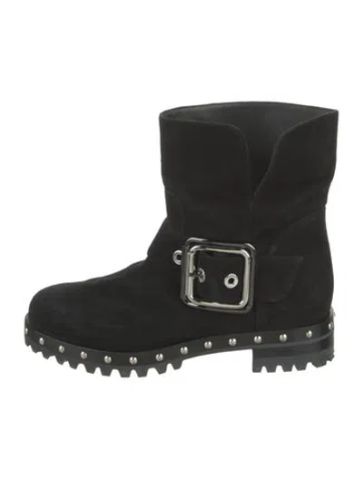 Pre-owned Le Silla Suede Moto Boots In Black