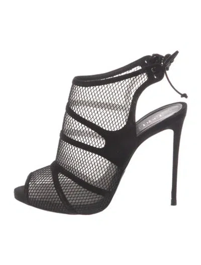 Pre-owned Le Silla Suede Printed Slingback Pumps In Black