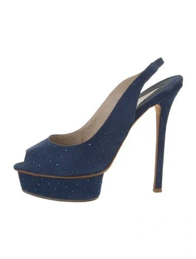 Pre-owned Le Silla Suede Slingback Pumps In Blue