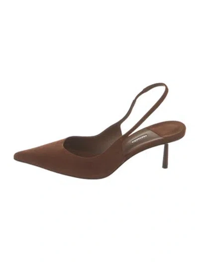 Pre-owned Le Silla Suede Slingback Pumps In Brown