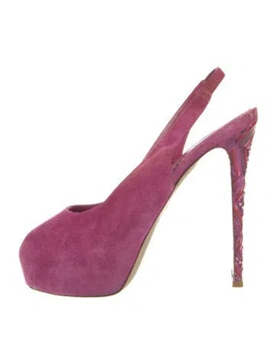 Pre-owned Le Silla Suede Slingback Pumps In Pink