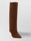 Le Silla Tall Pointed Toe Stiletto Heel Suede Boots In Brown