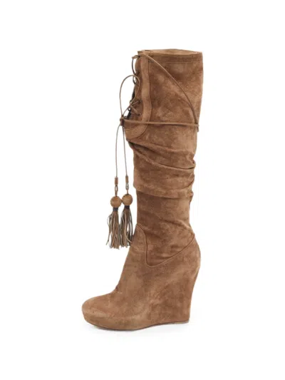 Pre-owned Le Silla Tassel-detail Knee-length Boots In Brown