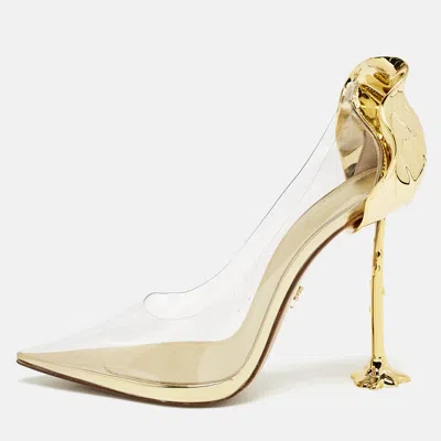 Pre-owned Le Silla Transparent/gold Pvc And Leather Petalo Pumps Size 38.5