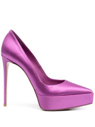 Le Silla Uma 140mm Satin Pumps In Violett