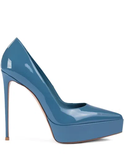 Le Silla Uma Patent-leather Platform Pumps In Blue