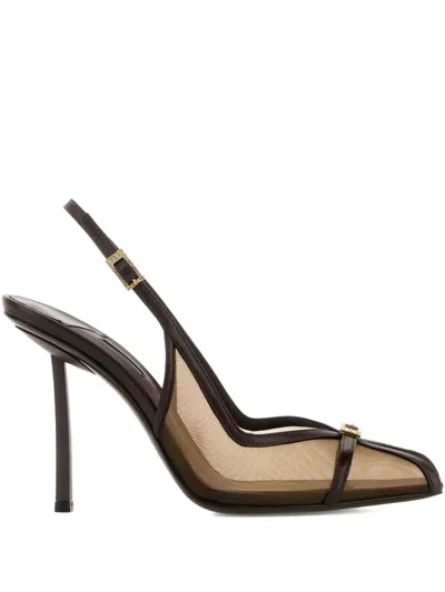 Le Silla Mesh Chanel Vittoria Pumps With Buckle Detail In Brown