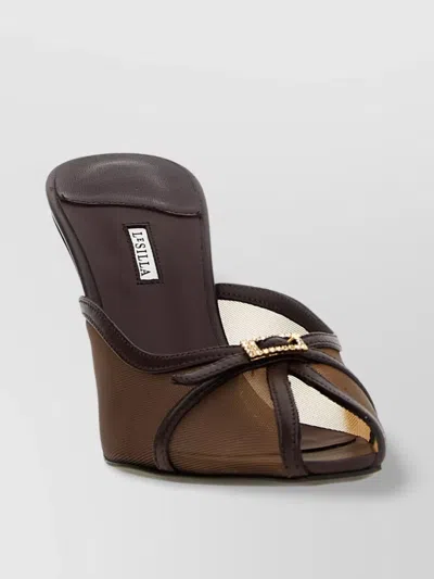 Le Silla 'vittoria' Mules With Buckle Accent And Stiletto Heel In Brown