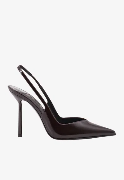 Le Silla Vivienne 100 Patent Leather Slingback Pumps In Brown