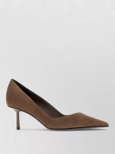 Le Silla Vivienne Suede Pumps Kitten Heel Pointed Toe In Brown