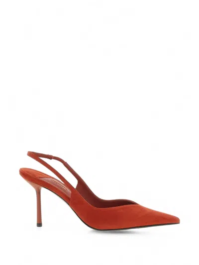 Le Silla Leather Slingback Mules In Orange