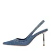 Le Silla Bella Slingback Pumps With Metallic Stiletto Heel In Blu Blu E Verdi