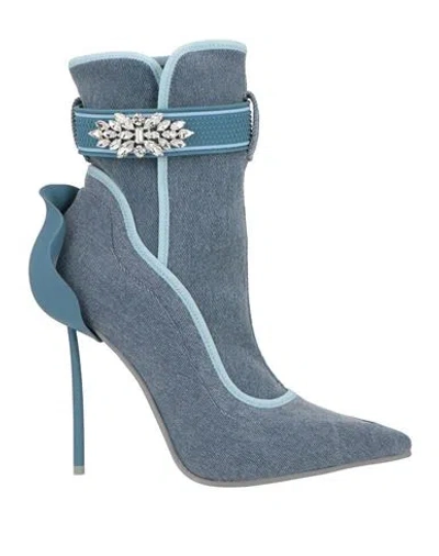 Le Silla Woman Ankle Boots Azure Size 4 Textile Fibers