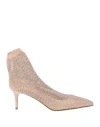 Le Silla Woman Ankle Boots Beige Size 6 Textile Fibers In Beige
