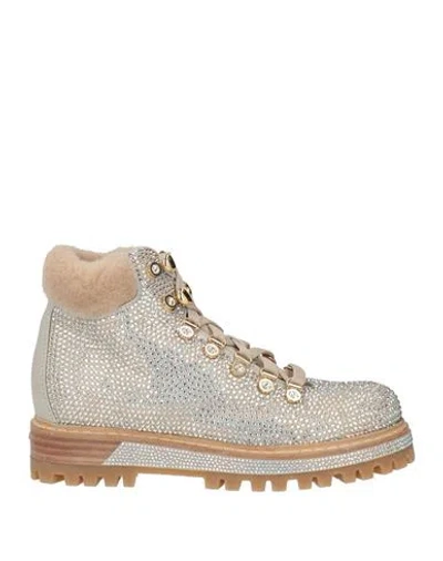Le Silla Woman Ankle Boots Beige Size 6.5 Leather, Shearling In Sand