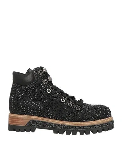 Le Silla Woman Ankle Boots Black Size 5 Calfskin In Animal Print