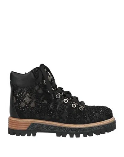 Le Silla Woman Ankle Boots Black Size 5 Leather, Textile Fibers