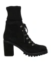 Le Silla Woman Ankle Boots Black Size 10.5 Leather, Textile Fibers
