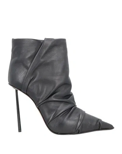 Le Silla Woman Ankle Boots Black Size 8 Leather In Gray