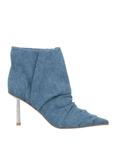 Le Silla Woman Ankle Boots Blue Size 7 Textile Fibers