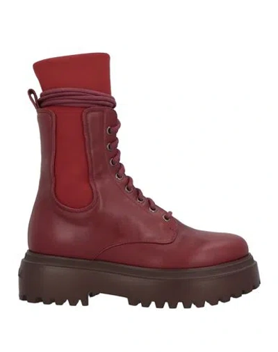 Le Silla Woman Ankle Boots Brick Size 5 Leather, Textile Fibers In Red
