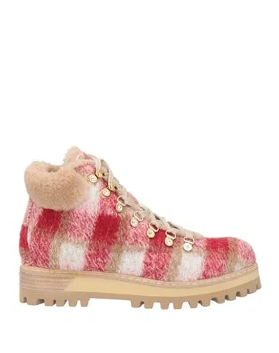 Le Silla Woman Ankle Boots Brick Size 5 Textile Fibers In Red