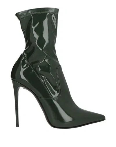 Le Silla Woman Ankle Boots Dark Green Size 11 Leather, Textile Fibers