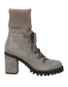 Le Silla Woman Ankle Boots Grey Size 8 Leather, Textile Fibers In Grey