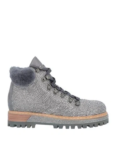 Le Silla Woman Ankle Boots Grey Size 8 Soft Leather In Gray