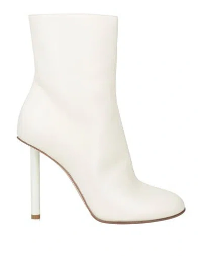 Le Silla Woman Ankle Boots Ivory Size 7 Leather In White