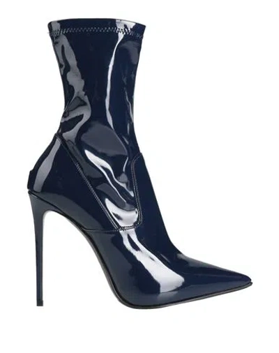 Le Silla Woman Ankle Boots Navy Size 6.5 Leather, Textile Fibers