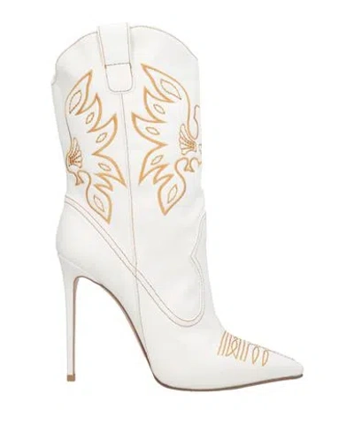 Le Silla Woman Ankle Boots Off White Size 6 Textile Fibers