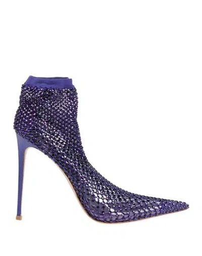 Le Silla Woman Ankle Boots Purple Size 5.5 Textile Fibers, Leather