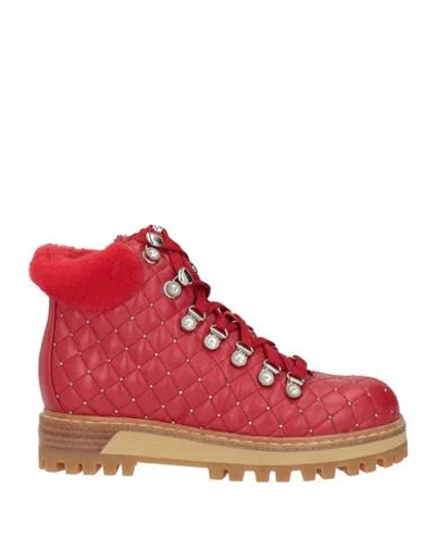 Le Silla Woman Ankle Boots Red Size 4 Shearling