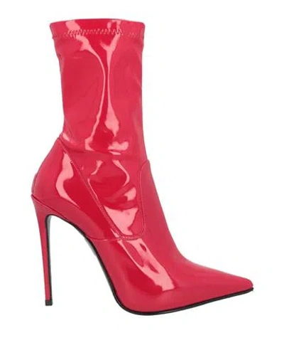 Le Silla Woman Ankle Boots Red Size 7.5 Leather, Textile Fibers