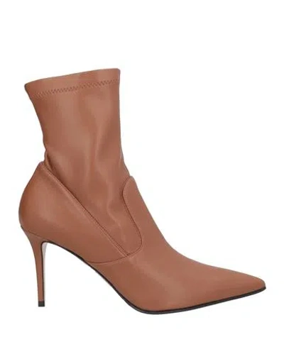 Le Silla Woman Ankle Boots Tan Size 6.5 Leather, Eva (ethylene - Vinyl - Acetate) In Brown