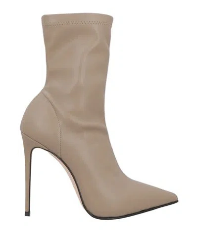Le Silla Woman Ankle Boots Taupe Size 8 Textile Fibers In Gray