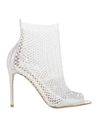 Le Silla Woman Ankle Boots White Size 6.5 Textile Fibers, Leather