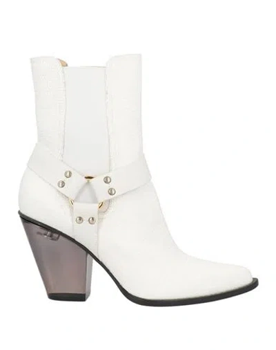 Le Silla Woman Ankle Boots White Size 7 Leather, Textile Fibers