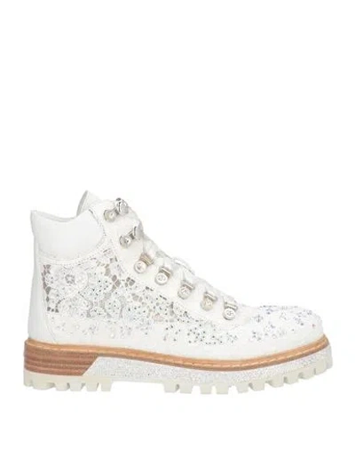 Le Silla Woman Ankle Boots White Size 9 Leather, Textile Fibers