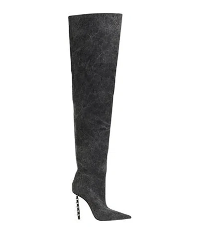 Le Silla Woman Boot Black Size 8 Textile Fibers In Gray