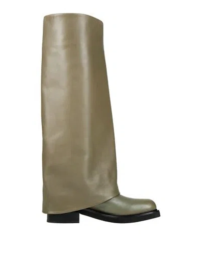 Le Silla Woman Boot Khaki Size 8 Leather In Green