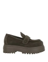 Le Silla Woman Loafers Military Green Size 6 Calfskin