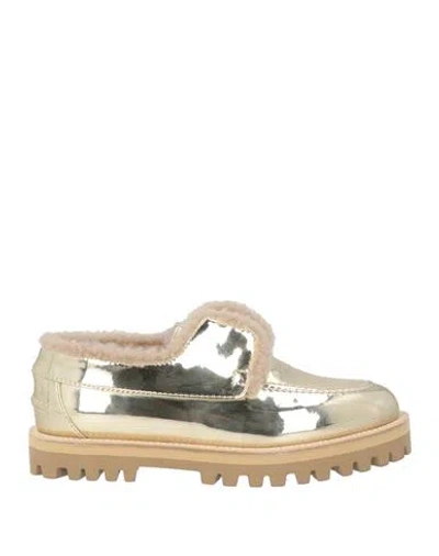 Le Silla Woman Loafers Platinum Size 8 Textile Fibers In Gold