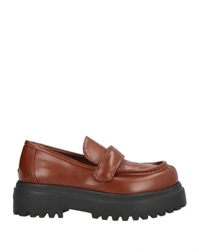 Le Silla Woman Loafers Tan Size 6.5 Textile Fibers In Brown