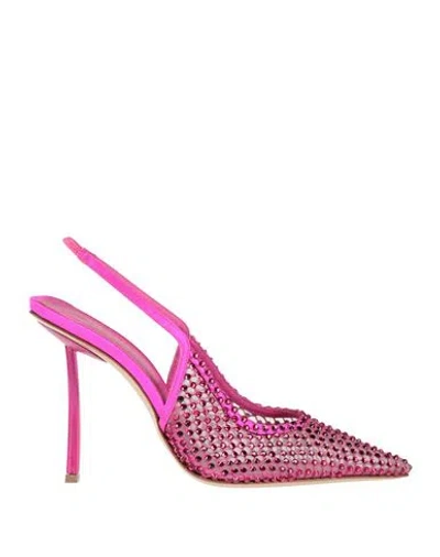 Le Silla Woman Pumps Fuchsia Size 7.5 Textile Fibers In Animal Print