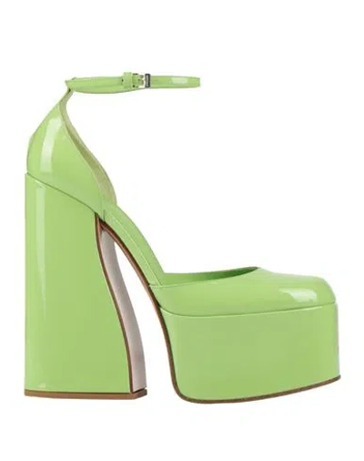 Le Silla Woman Pumps Acid Green Size 9 Soft Leather