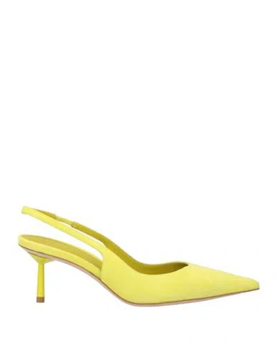 Le Silla Woman Pumps Lime Green Size 7 Leather In Yellow