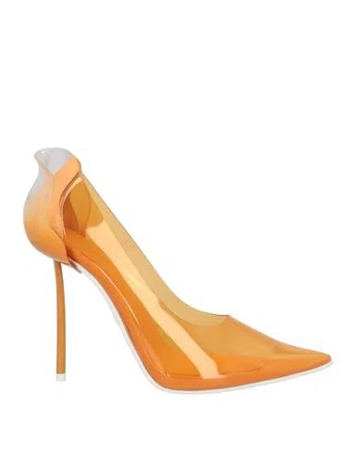 Le Silla Woman Pumps Orange Size 6.5 Plastic, Leather