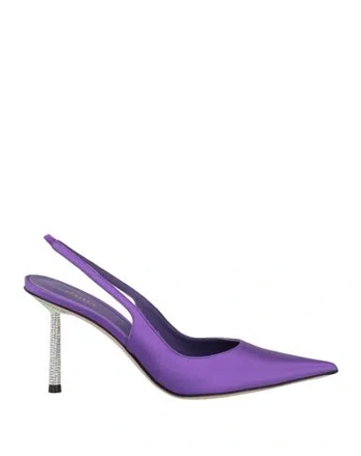 Le Silla Woman Pumps Purple Size 10 Textile Fibers